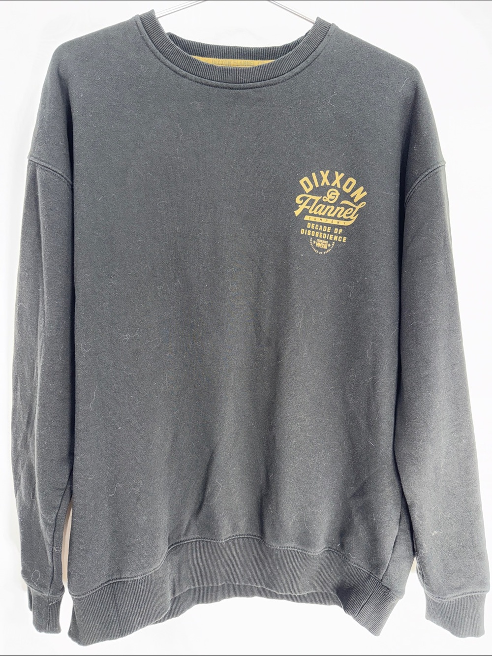 DIXXON Black Crewneck Sweatshirt with Yellow Chest Logo